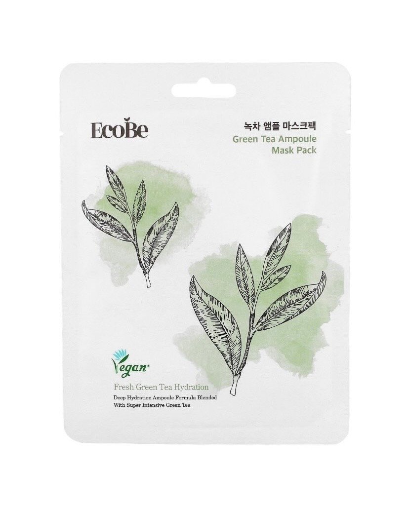 Ecobe Green Tea Ampoule Mask Pack 25ml Αναζωογονητική Μάσκα Φύλλου 1τμχ