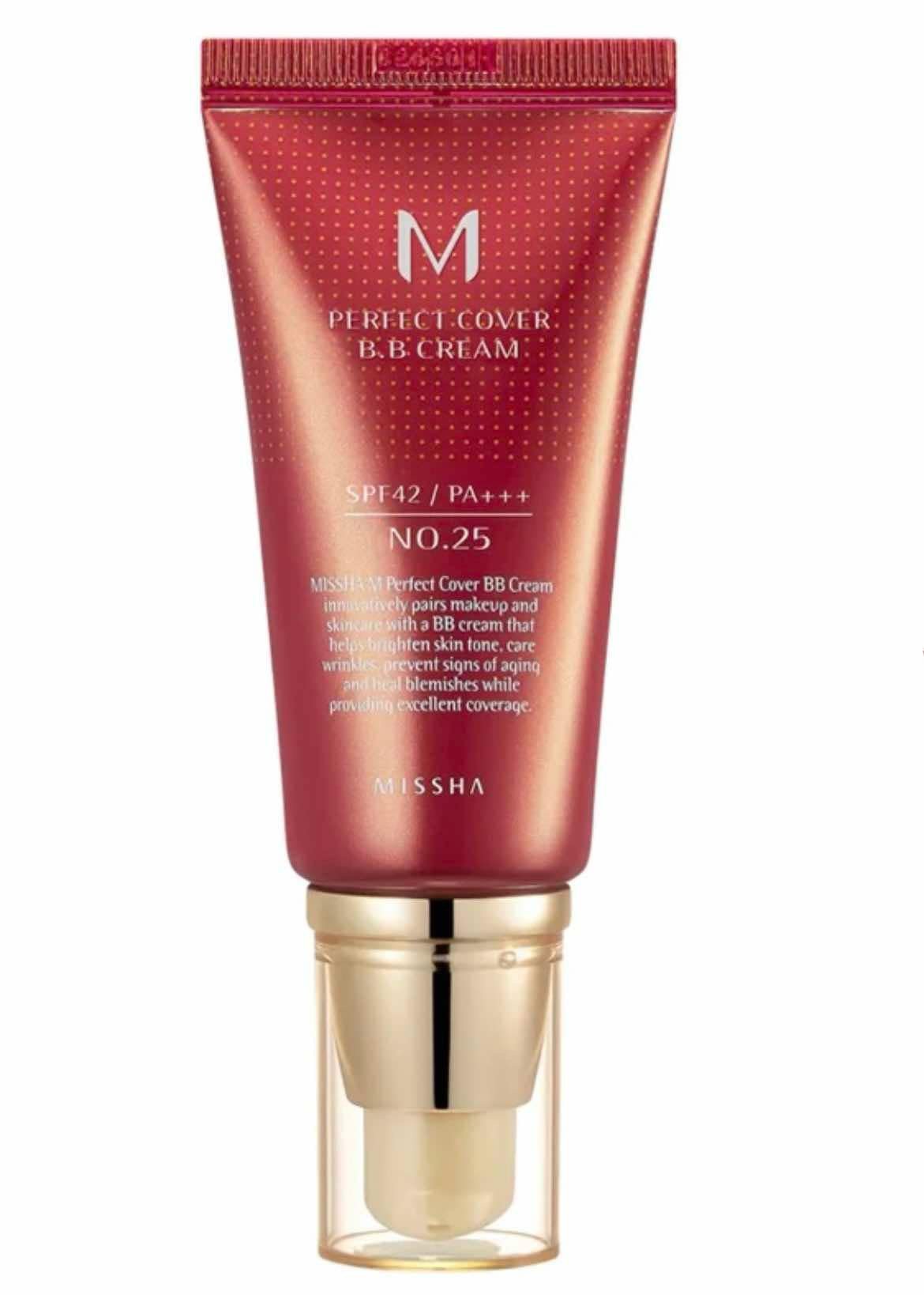 Missha M Perfect Cover BB 25  Natural Beige Moisturizing Cream Face Day with SPF42 with Hyaluronic Acid & Ceramides 50ml.