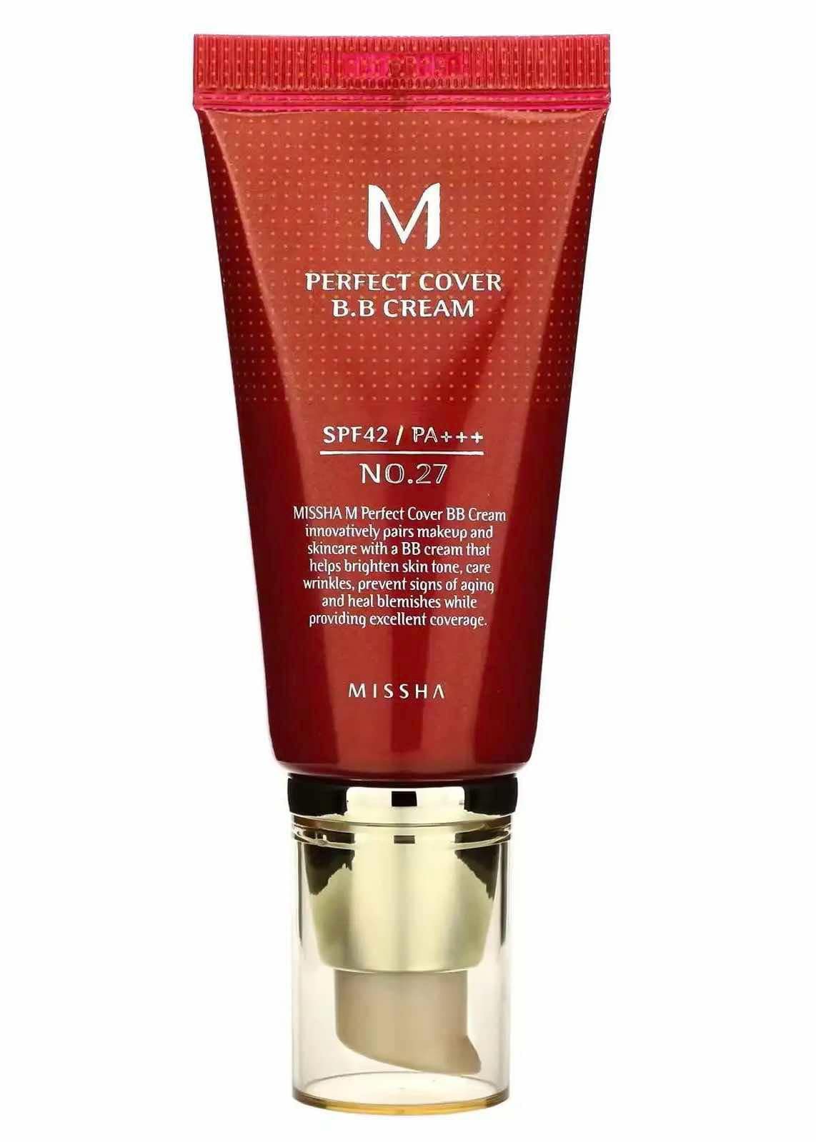 Missha M Perfect Cover BB 27 Natural Beige Moisturizing Cream Face Day with SPF42 with Hyaluronic Acid & Ceramides 50ml.