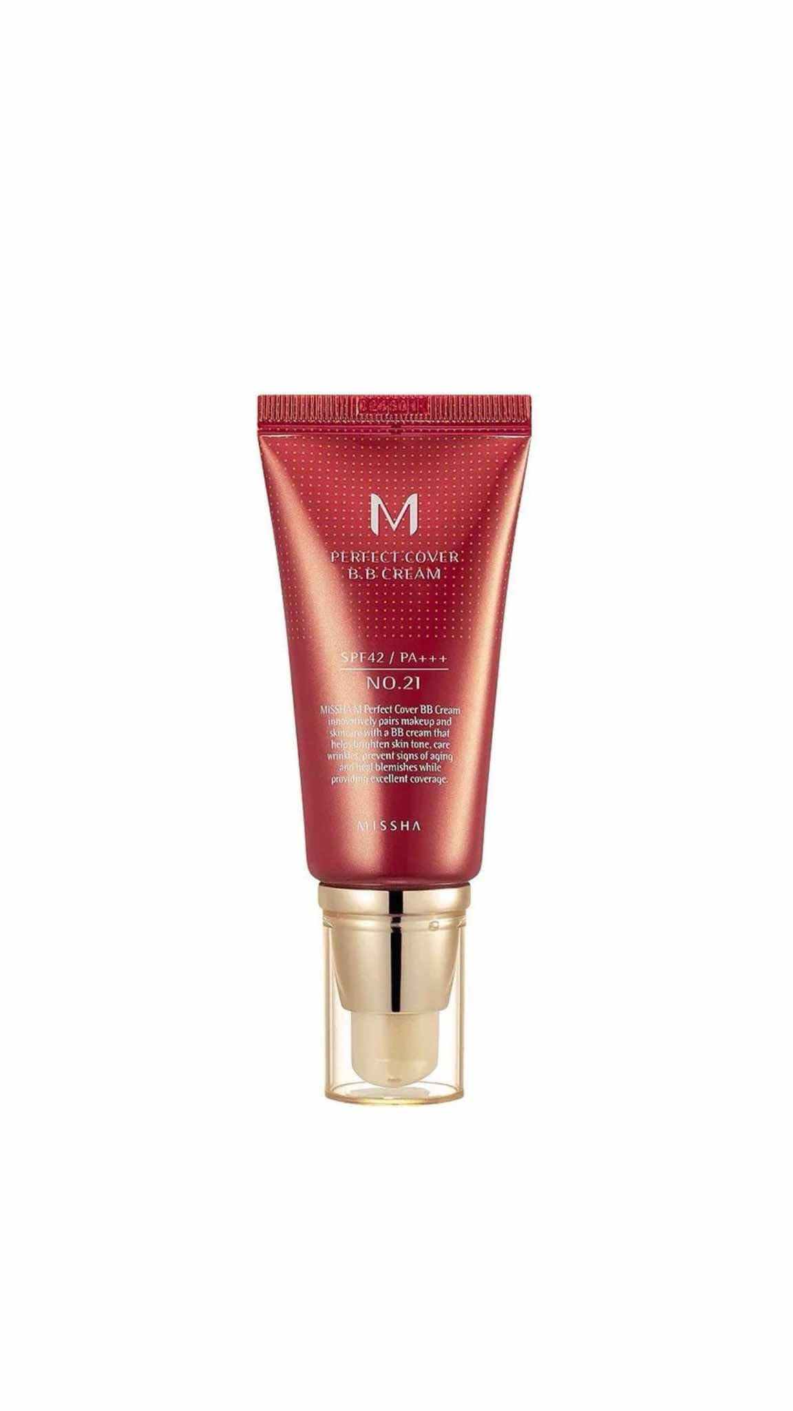 Missha M Perfect Cover BB 21 Natural Beige Moisturizing Cream Face Day with SPF42 with Hyaluronic Acid & Ceramides 50ml.